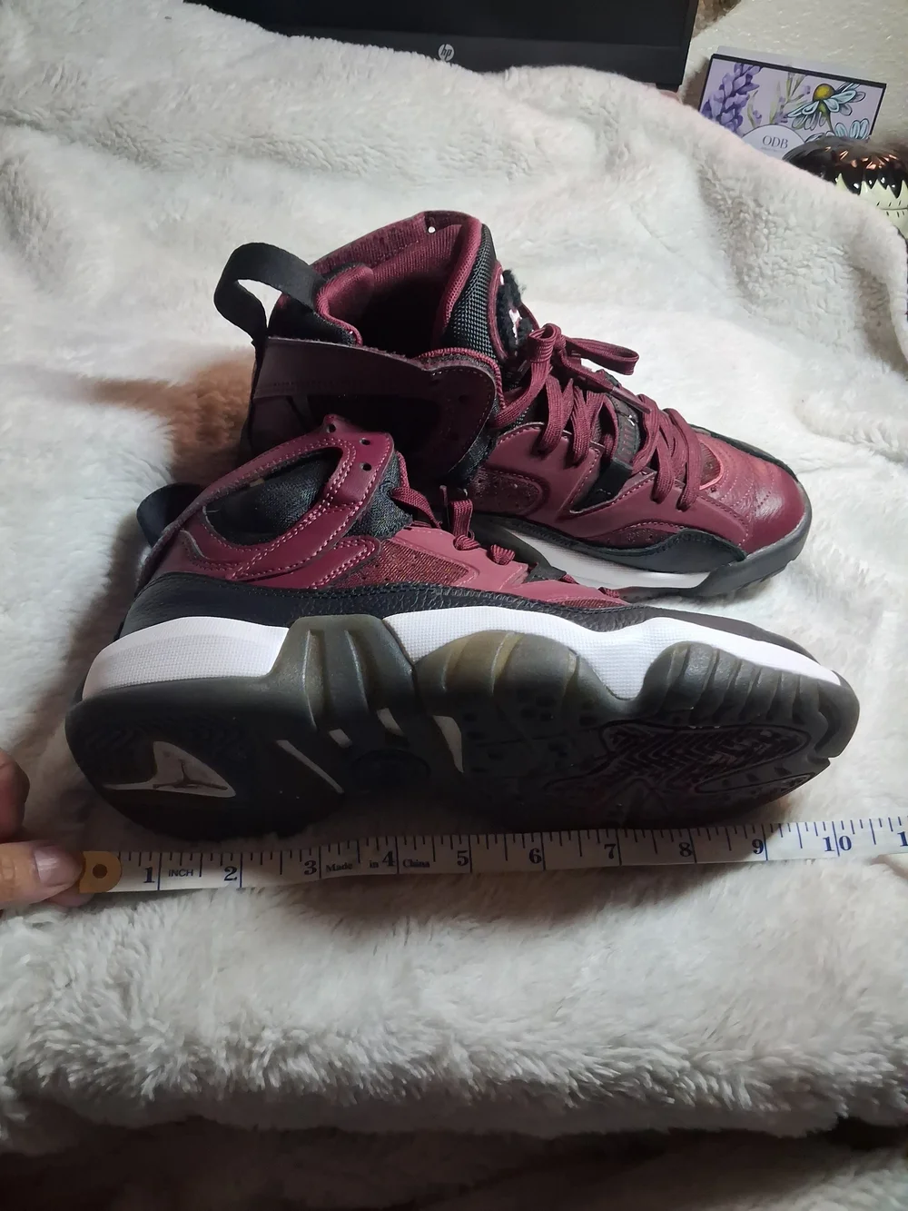 Jordan Kids Burgundy and Black Retro Basketball Shoes